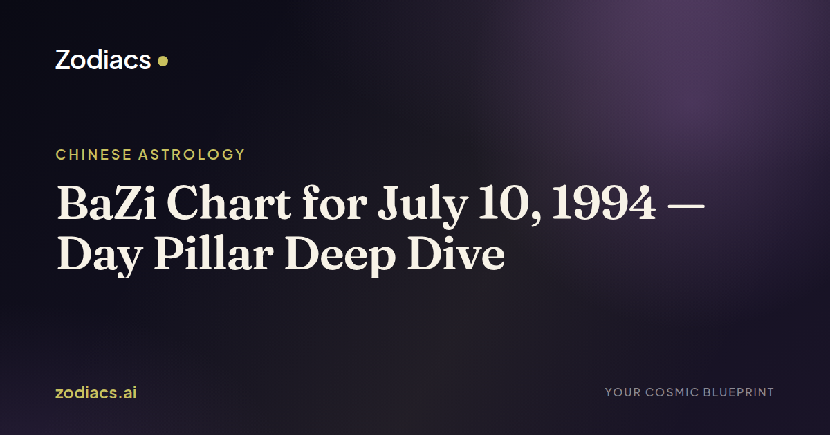 BaZi Chart for July 10, 1994 — Day Pillar Deep Dive